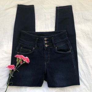 Dark Blue Ultra-High-Waisted Skinny Jeans